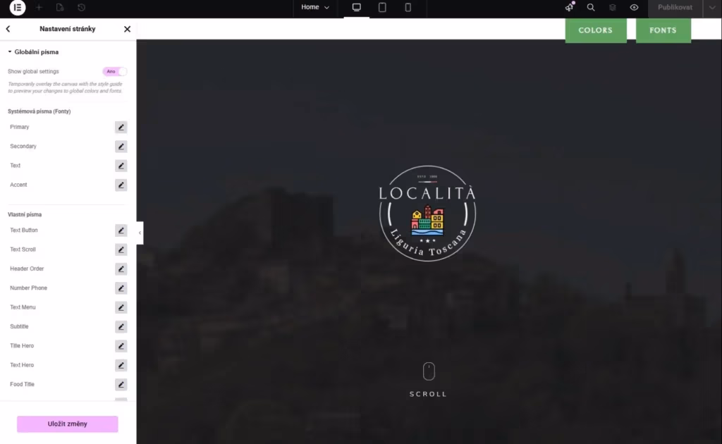 Elementor návod (2026): Jak začít tvořit web ve WordPressu krok za krokem 4 Elementor globální fonty nastavení (Global Fonts)