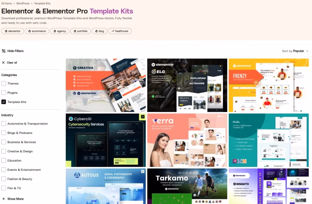 Elementor návod (2026): Jak začít tvořit web ve WordPressu krok za krokem 13 Elementor šablony